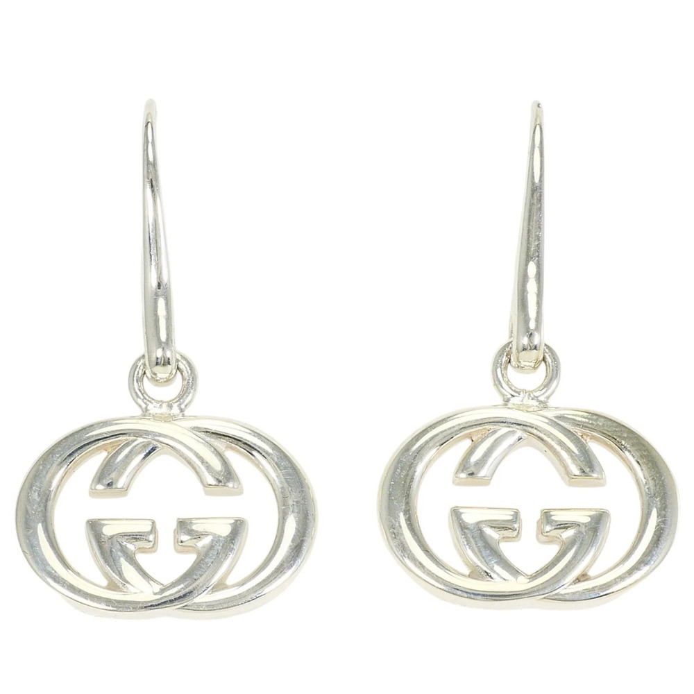 Gucci Interlocking G Hook Silver Earrings, Total Weight 7.7g, Like New Condit...